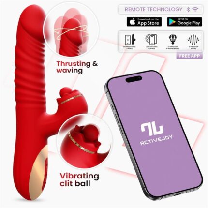 Vibrador con Movimiento de Ondas y Empuje, Compatible con APP USB