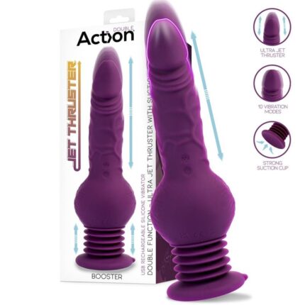 Vibrador con Movimiento de Empuje y Ventosa Potente 23,8 x 3,7 cm