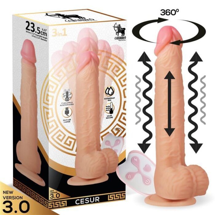 Cesur 3.0 Dildo Realista Vibrador con Movimiento 360º y Telescópico - USB