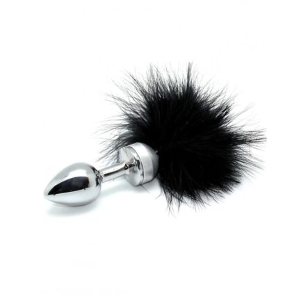 Plug Anal Metal con Plumas Negro 7,3 cm
