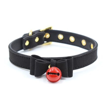 Collar con Lazo y Cascabel 44 cm Negro y Rojo