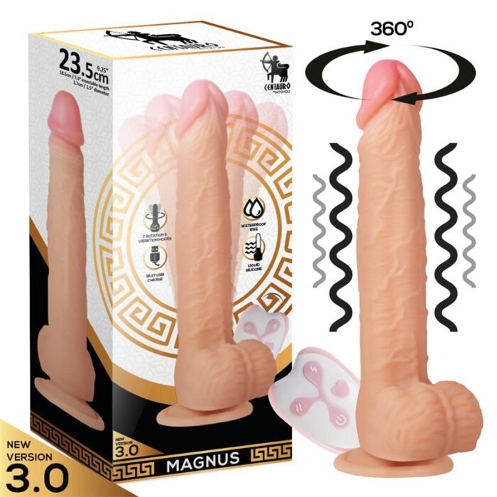 Magnus Dildo Realista 24 X 4 cm con Vibración y Rotación