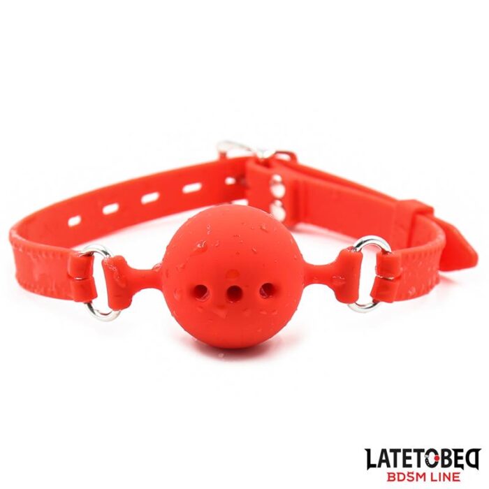 Mordaza Bola Silicona Transpirable Color Rojo
