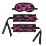 Bondage Play Esposas y Máscara Estilo Burlesque Color Rosa