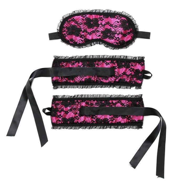 Bondage Play Esposas y Máscara Estilo Burlesque Color Rosa